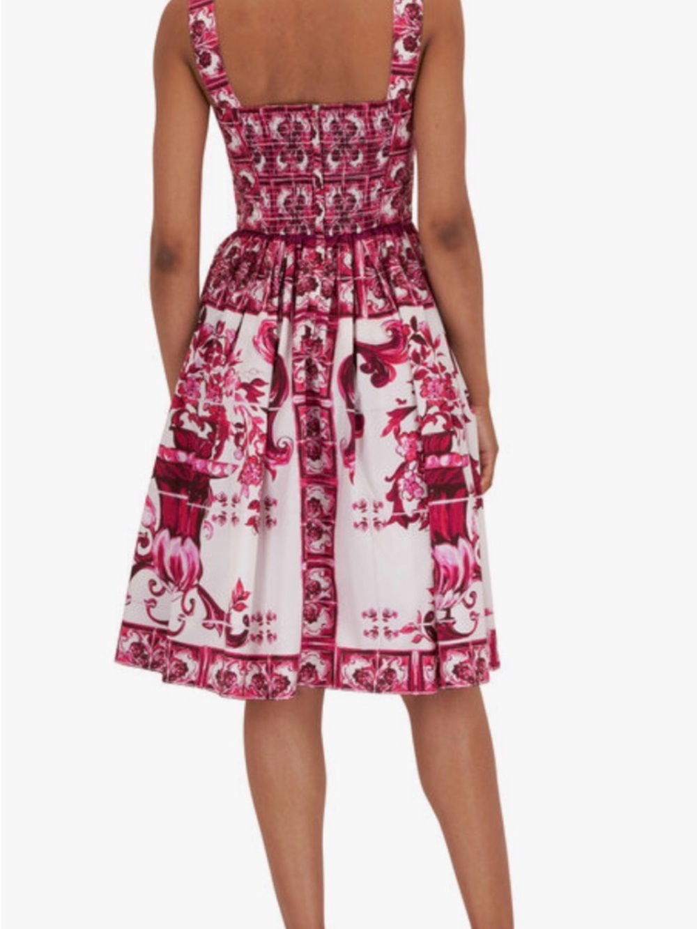 Dolce & Gabbana Pink and White Maiolica Print Dress - Picture 2 of 12